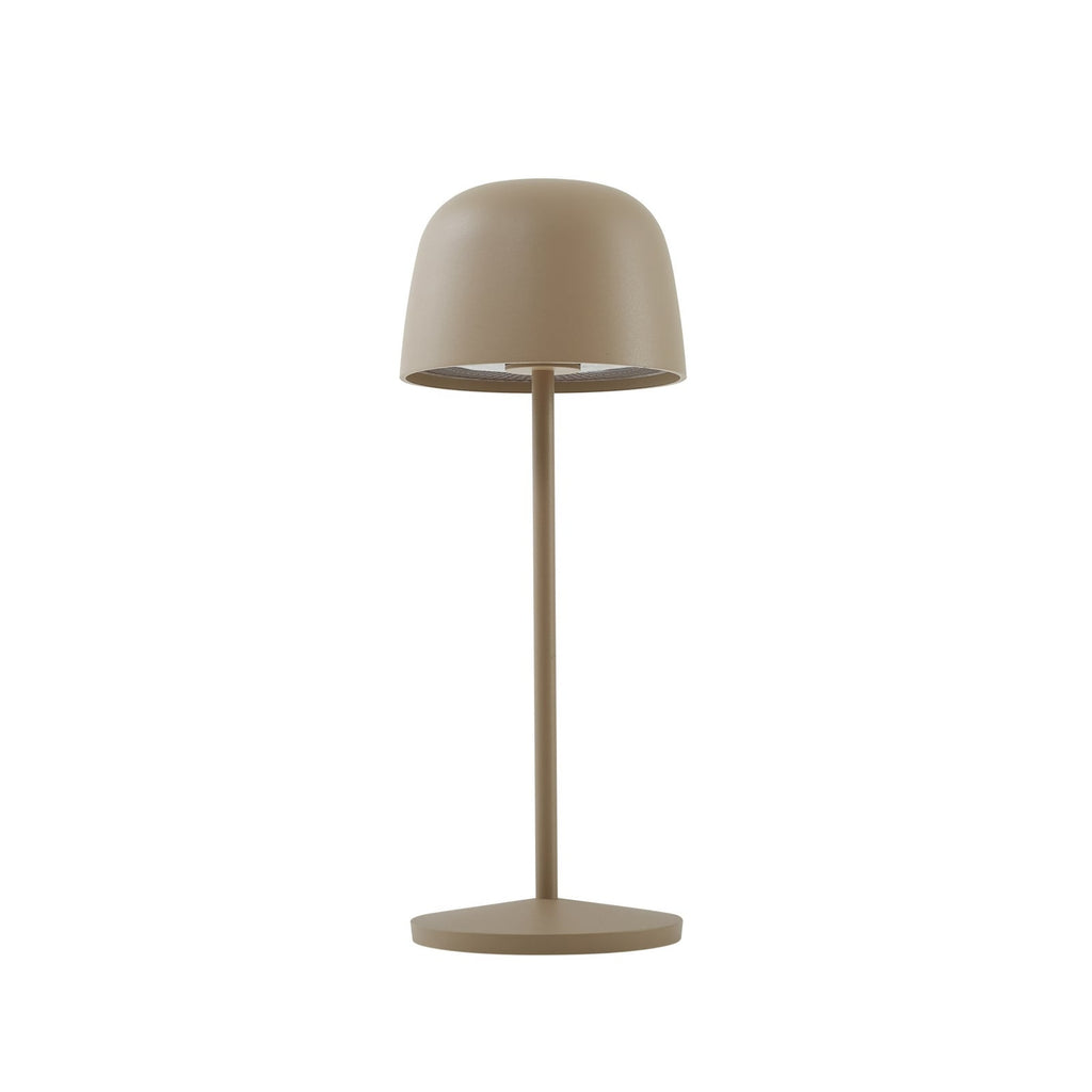 LED oppladbar bordlampe Arietty sandbeige dimbar IP65 detalj av touch-dimmer