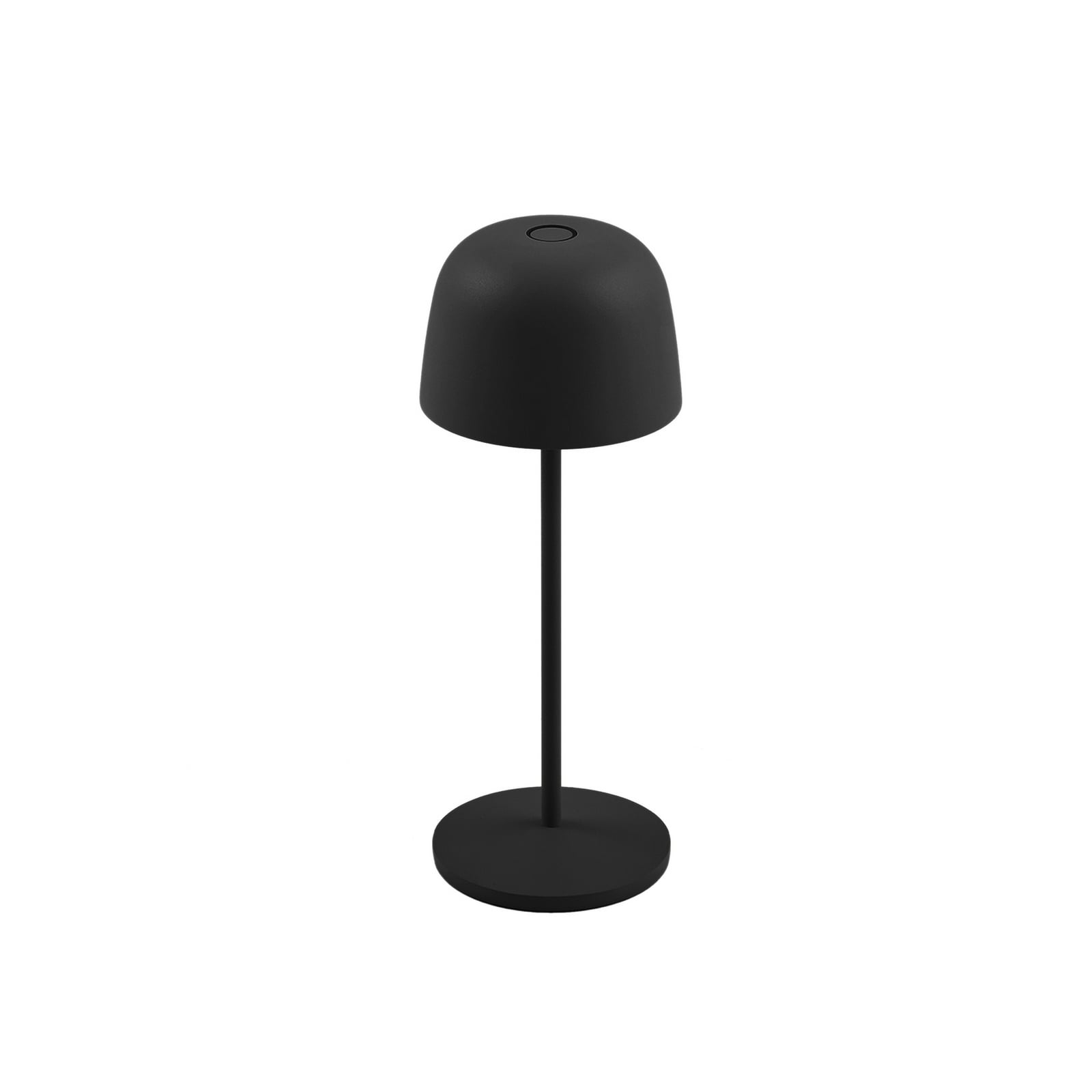 LED oppladbar bordlampe Arietty svart dimbar IP65 montert på terrasse
