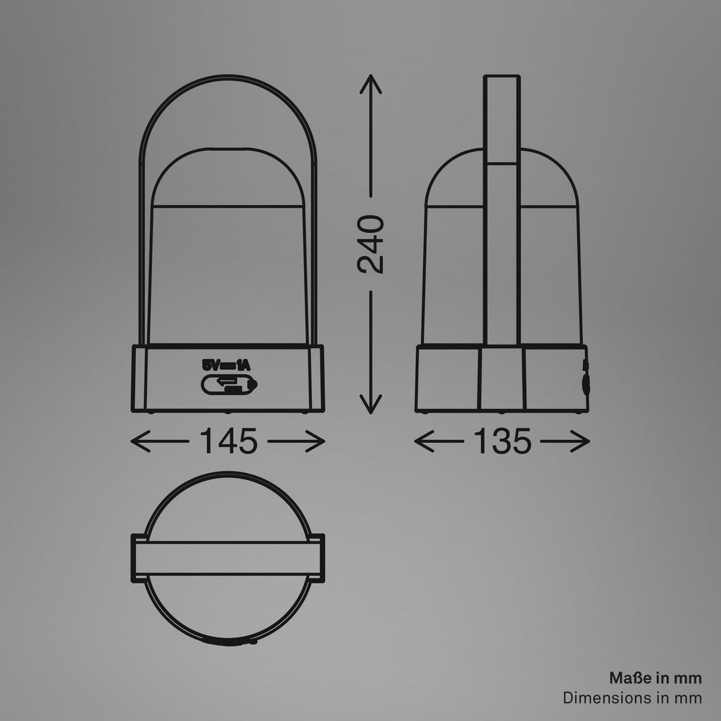LED oppladbar bordlampe ASA BIG bronse/hvit detalj