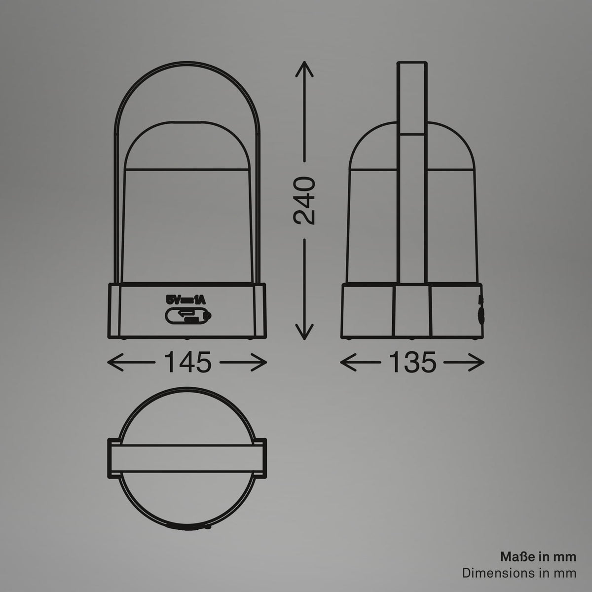 LED oppladbar bordlampe ASA BIG bronse/hvit detalj