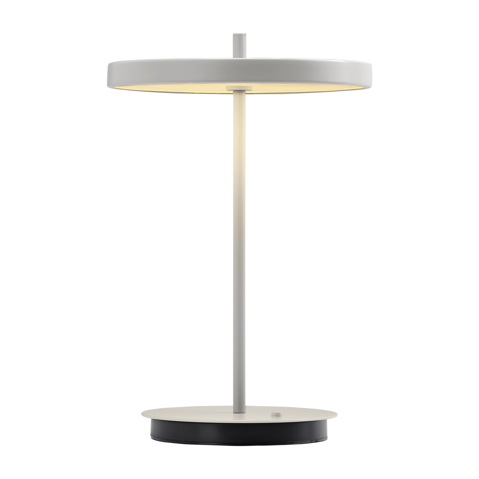 Nærbilde av LED oppladbar bordlampe Asteria Move lysgrå