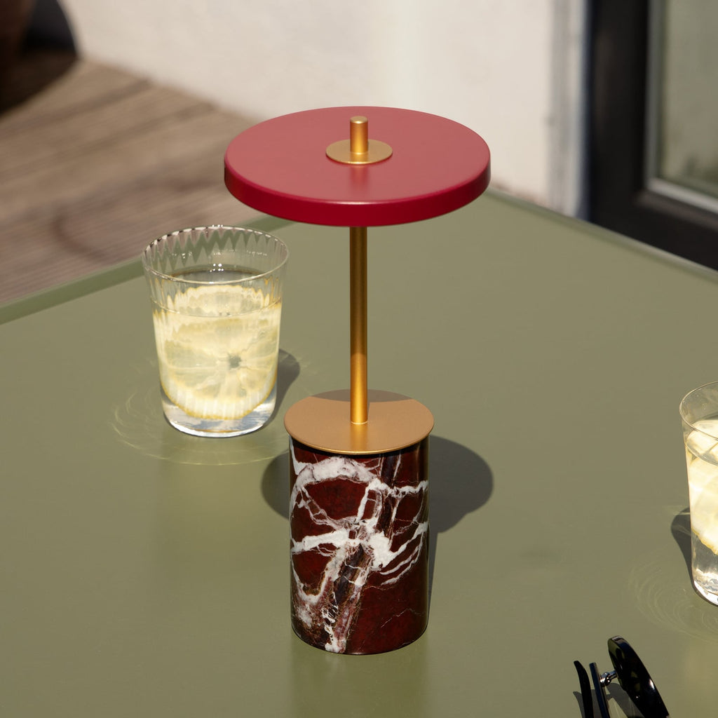 LED oppladbar bordlampe Asteria Move Mini rød bakside