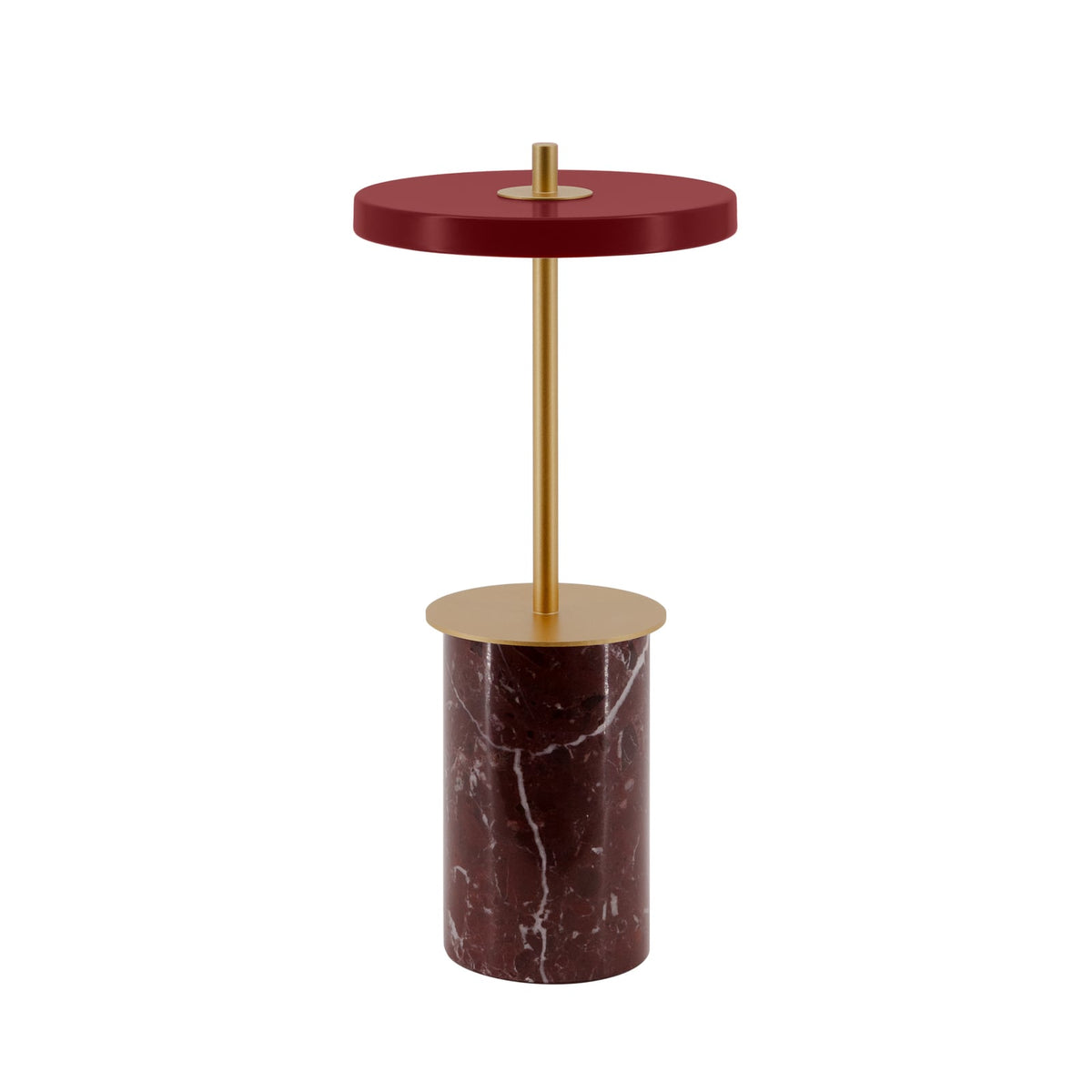 LED oppladbar bordlampe Asteria Move Mini rød montert