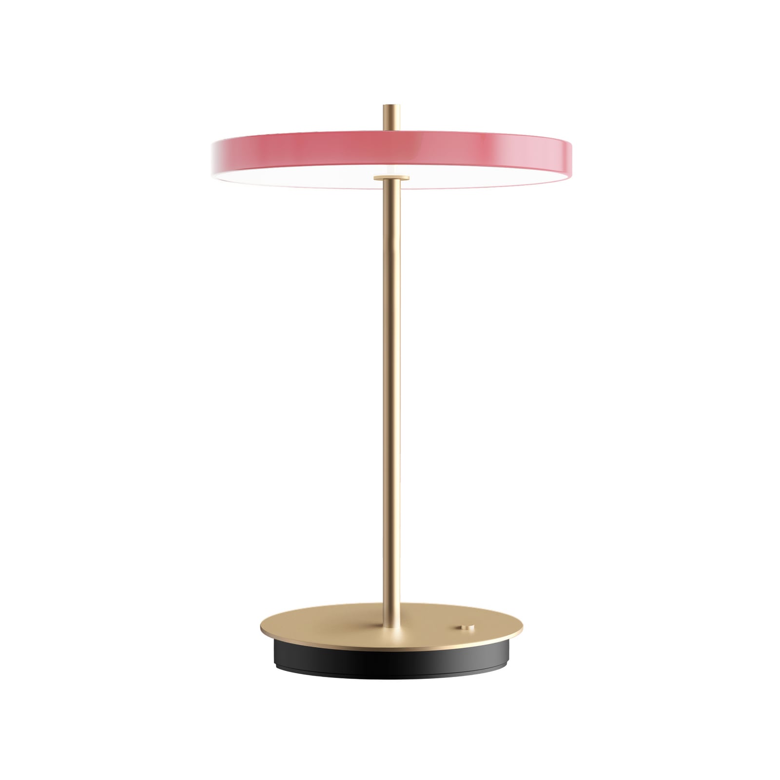 LED oppladbar bordlampe Asteria Move rosé/messing nærbilde av lampefot