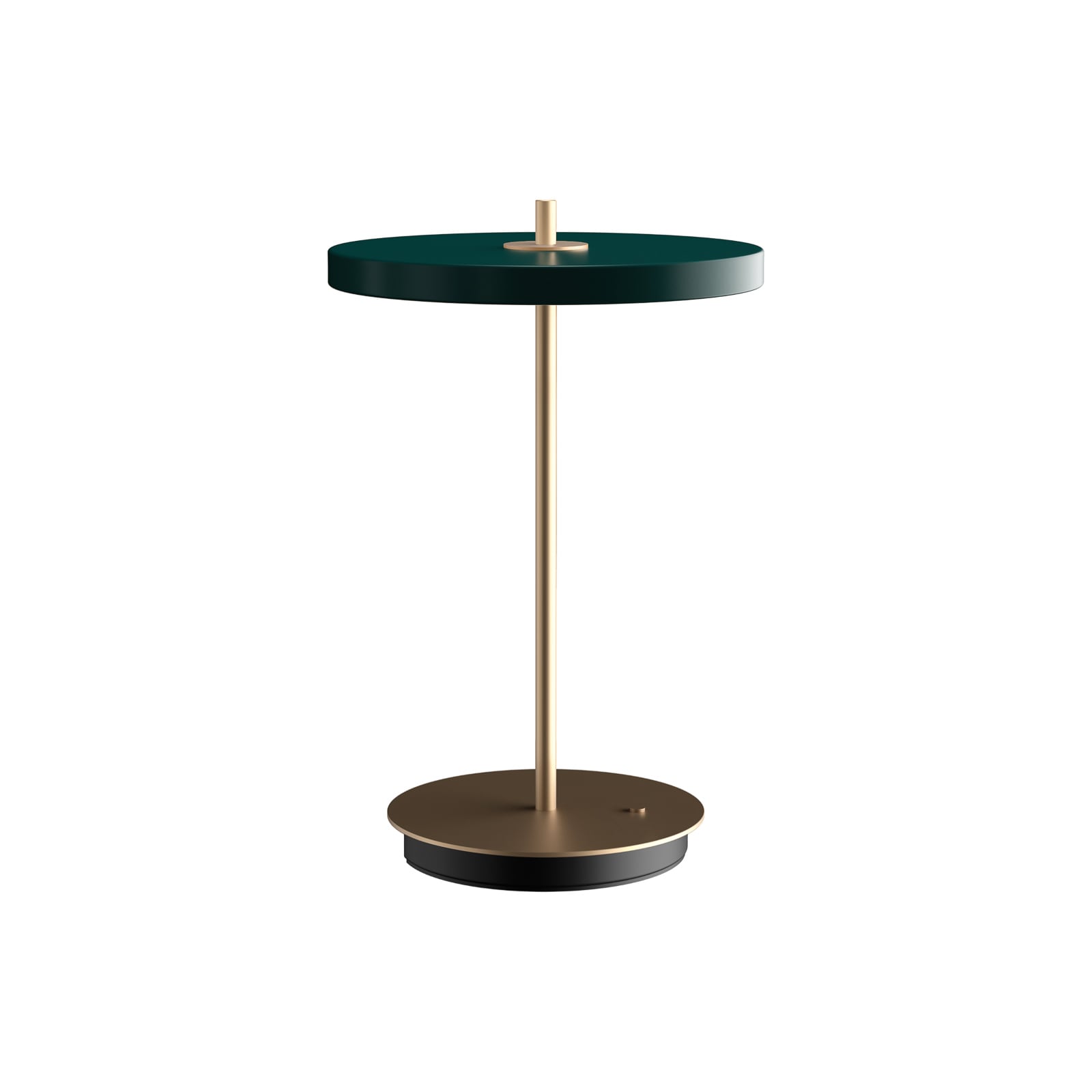 LED oppladbar bordlampe Asteria Move skoggrønn Ø20 cm detalj av dimmer