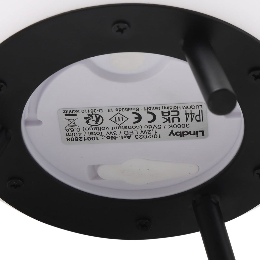 LED oppladbar bordlampe Aurilia kuleformet svart/hvit med varm lysfarge