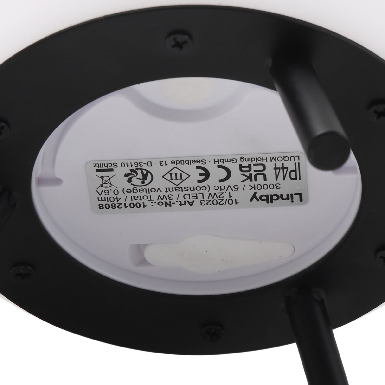 LED oppladbar bordlampe Aurilia kuleformet svart/hvit med varm lysfarge