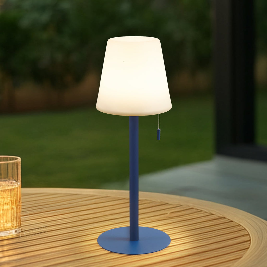 LED oppladbar bordlampe Azalea blå CCT høydejusterbar forfra