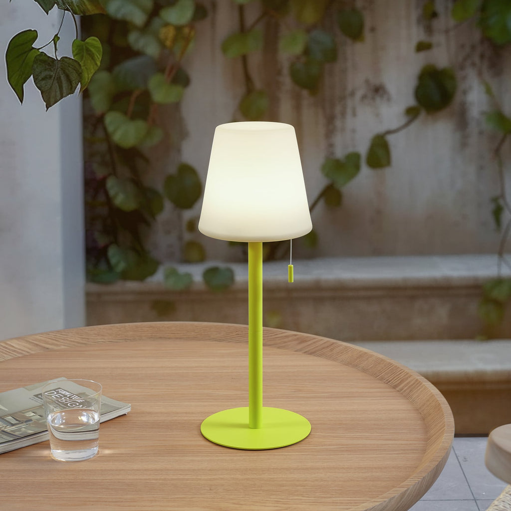 LED oppladbar bordlampe Azalea gul aluminium CCT IP44 bakside