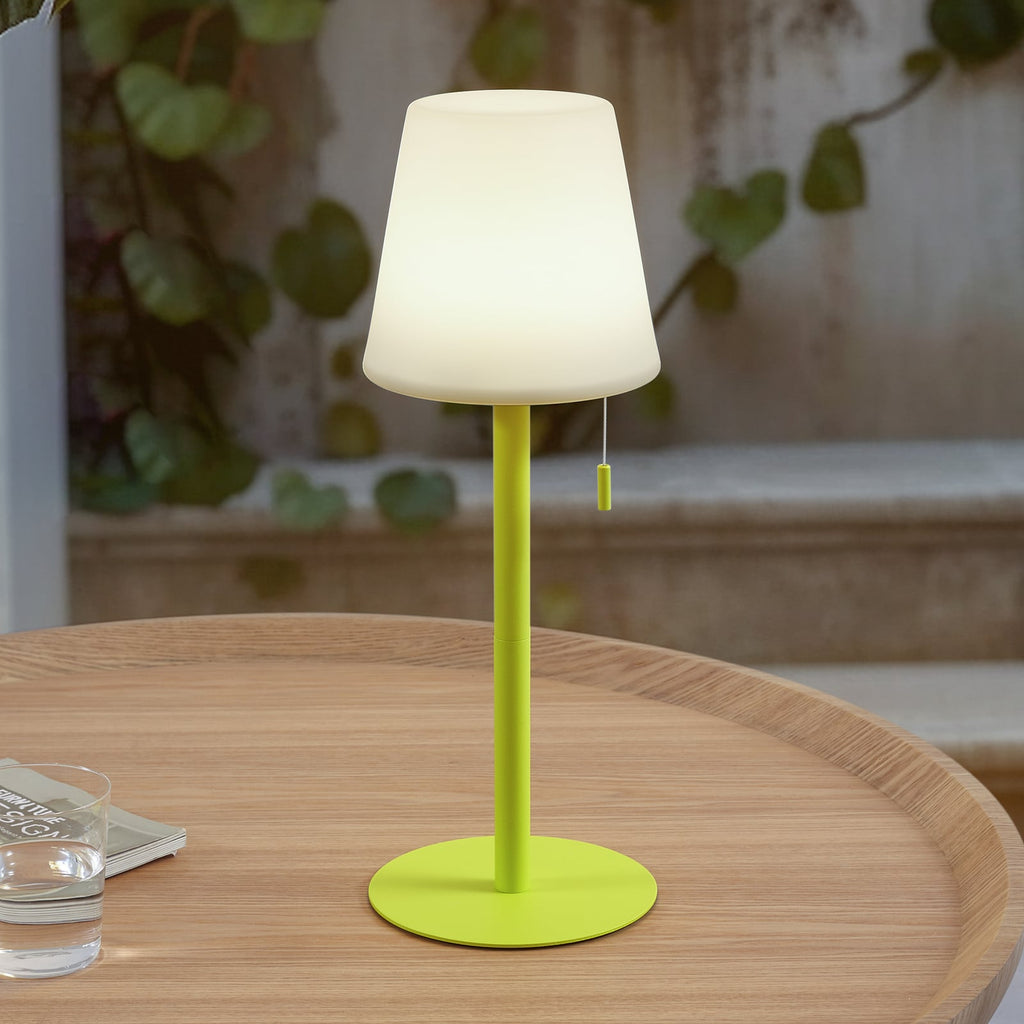 LED oppladbar bordlampe Azalea gul aluminium CCT IP44 forfra