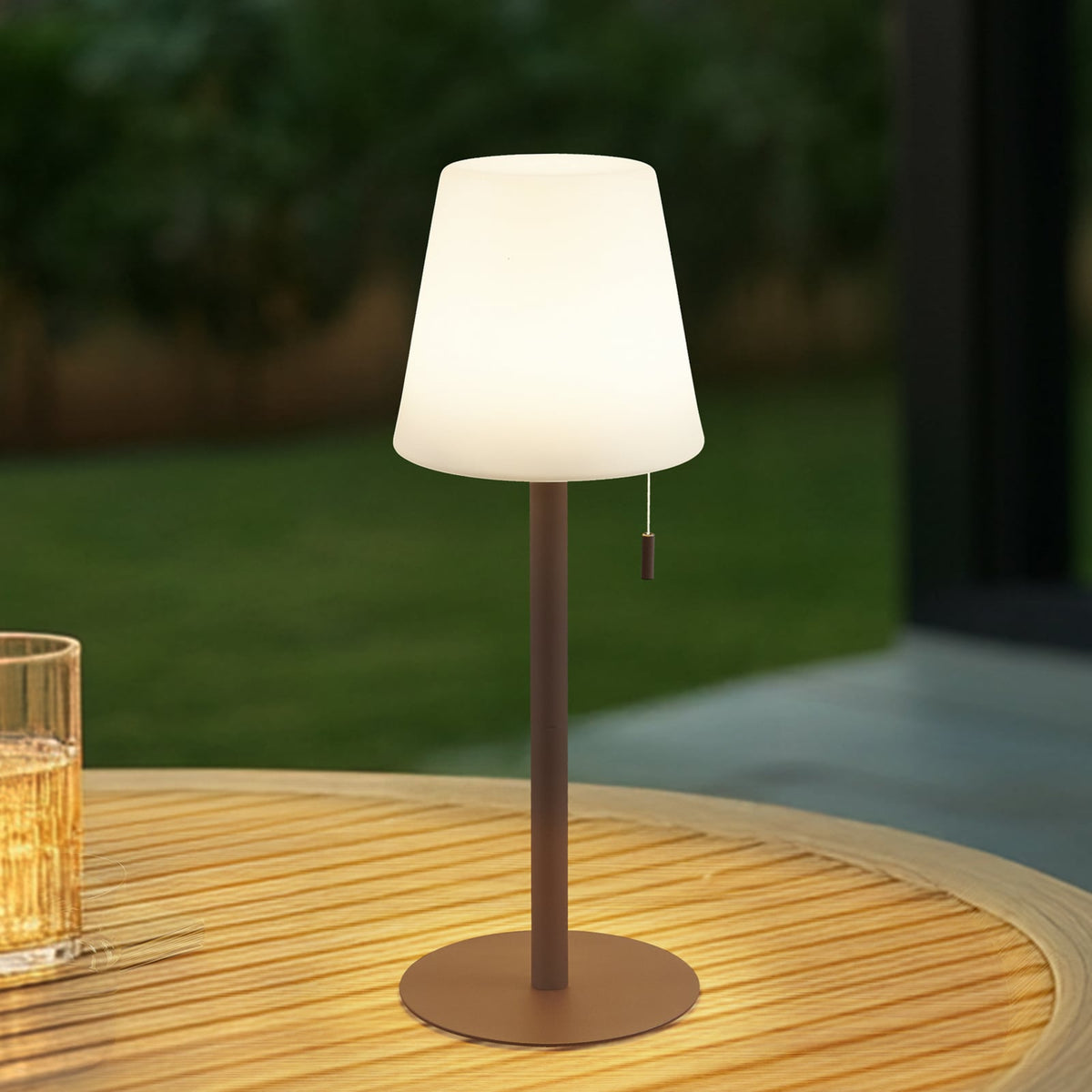 LED oppladbar bordlampe Azalea svart CCT høydejusterbar IP44 forfra