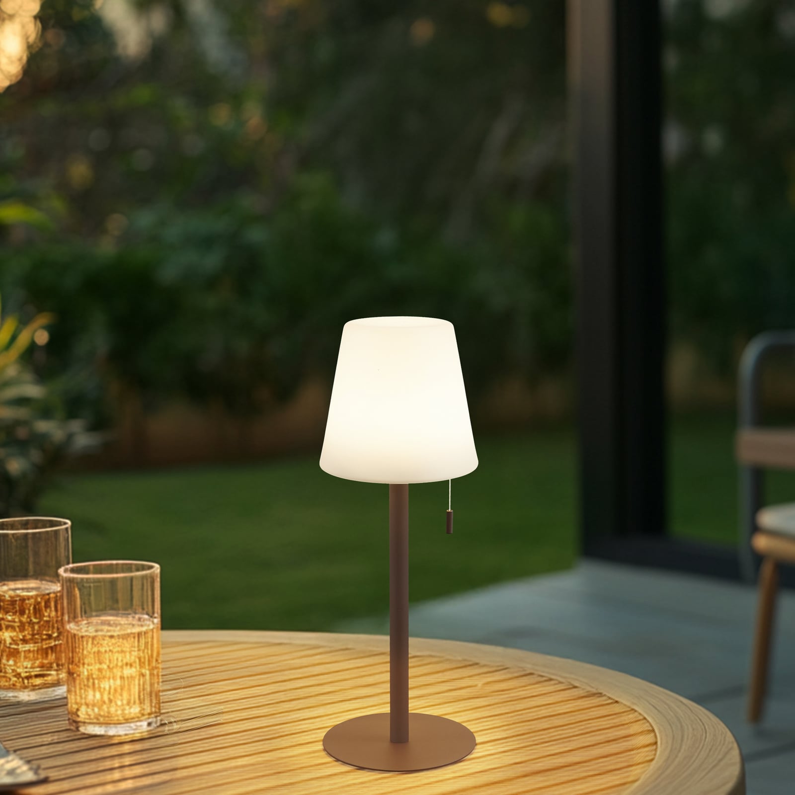 LED oppladbar bordlampe Azalea svart CCT høydejusterbar IP44 bakside
