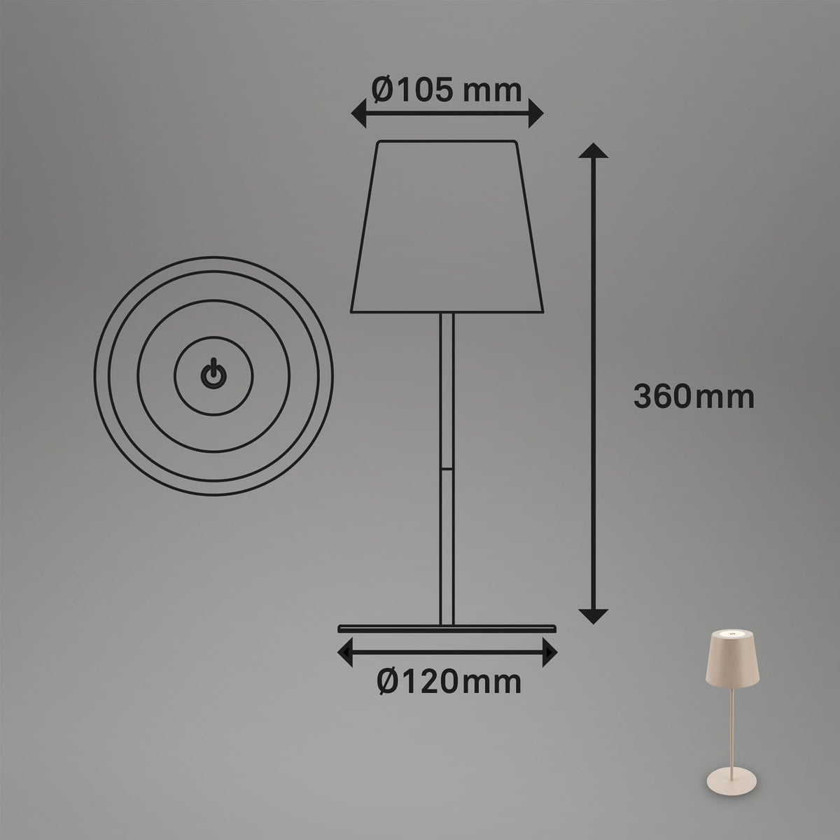 LED oppladbar bordlampe beige berøringsdimmer IP44 - Briloner montert på bord