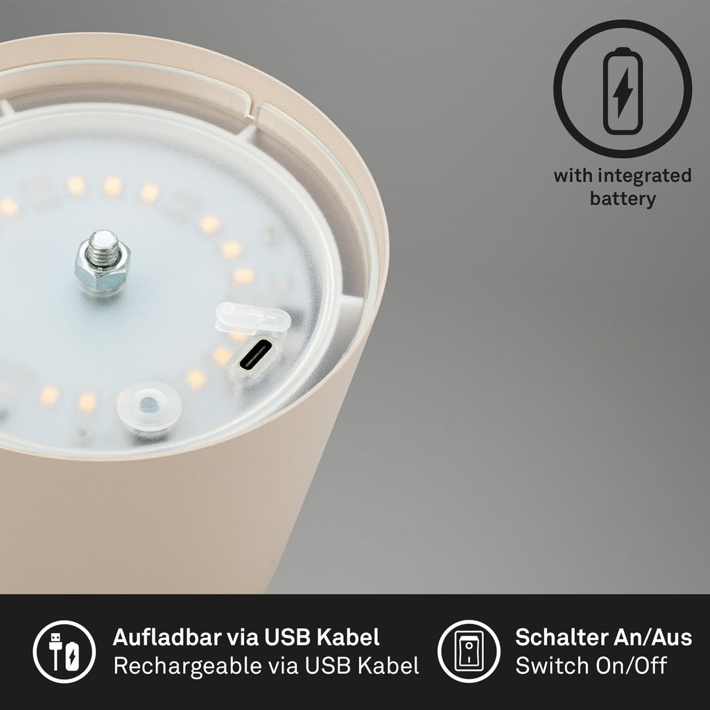 LED oppladbar bordlampe beige berøringsdimmer IP44 - Briloner med justerbare stativstenger