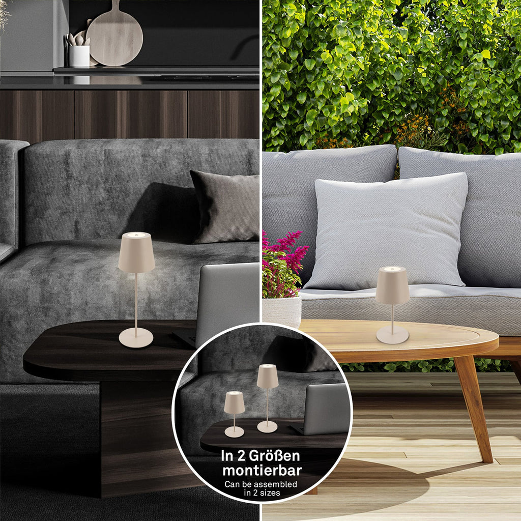 LED oppladbar bordlampe beige berøringsdimmer IP44 - Briloner lys i mørket