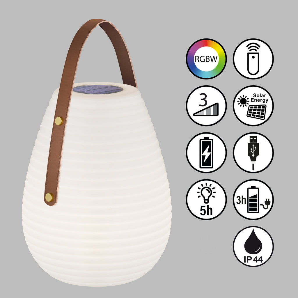 LED oppladbar bordlampe Bell dimbar RGB IP44 h46 cm montert på bord