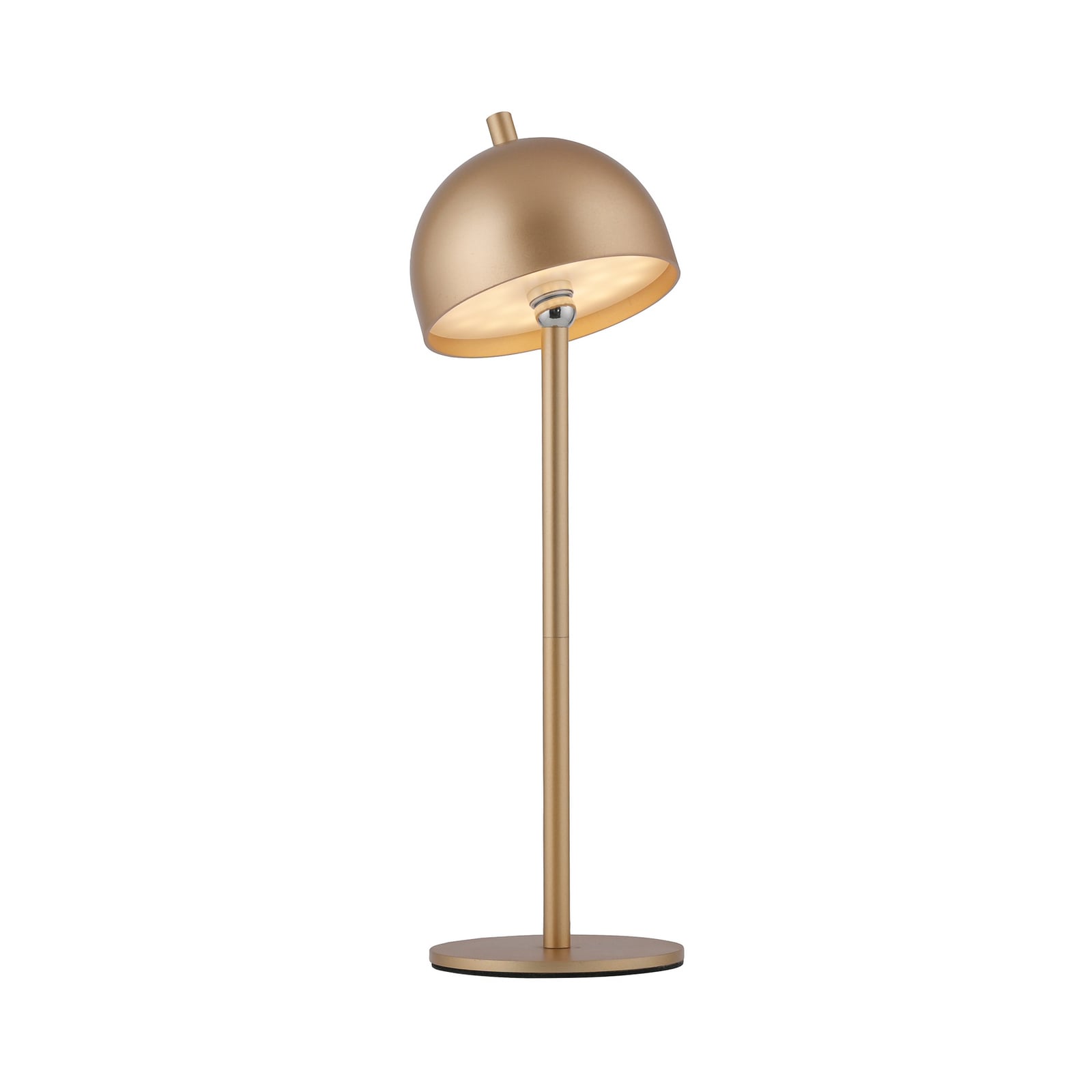 LED oppladbar bordlampe Bellies dimbar gull IP54 nærbilde av lampehode