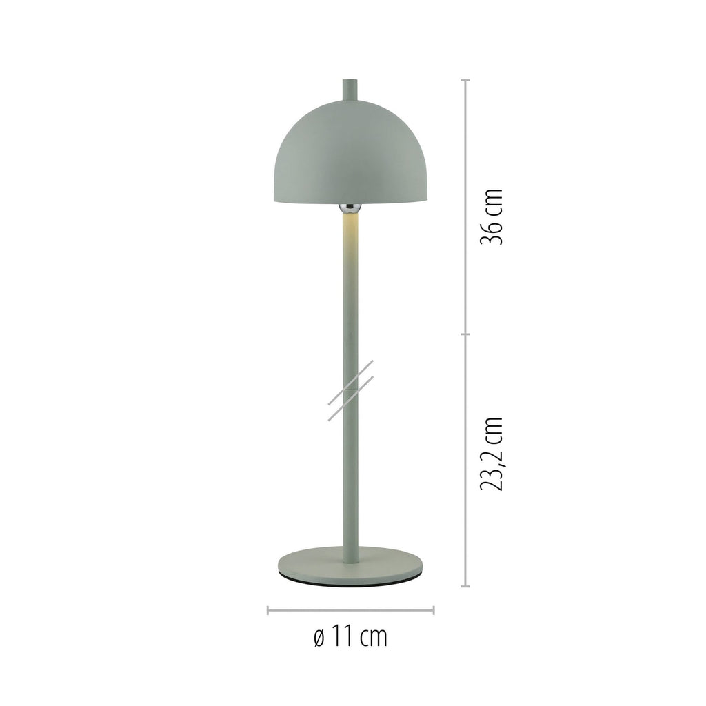LED oppladbar bordlampe Bellies lysgrønn dimbar IP54 detalj av touchdimmer