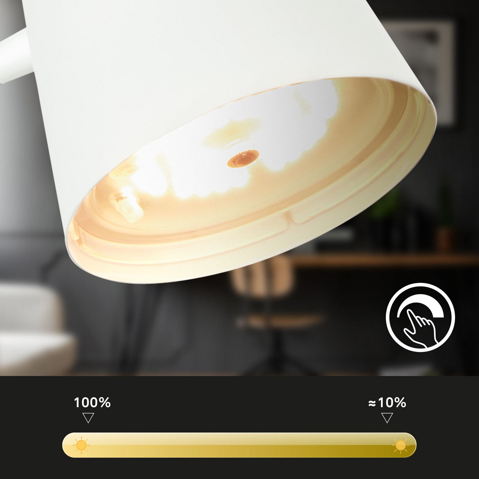 LED oppladbar bordlampe Biwo hvit berøringsdimmer justerbart lampehode
