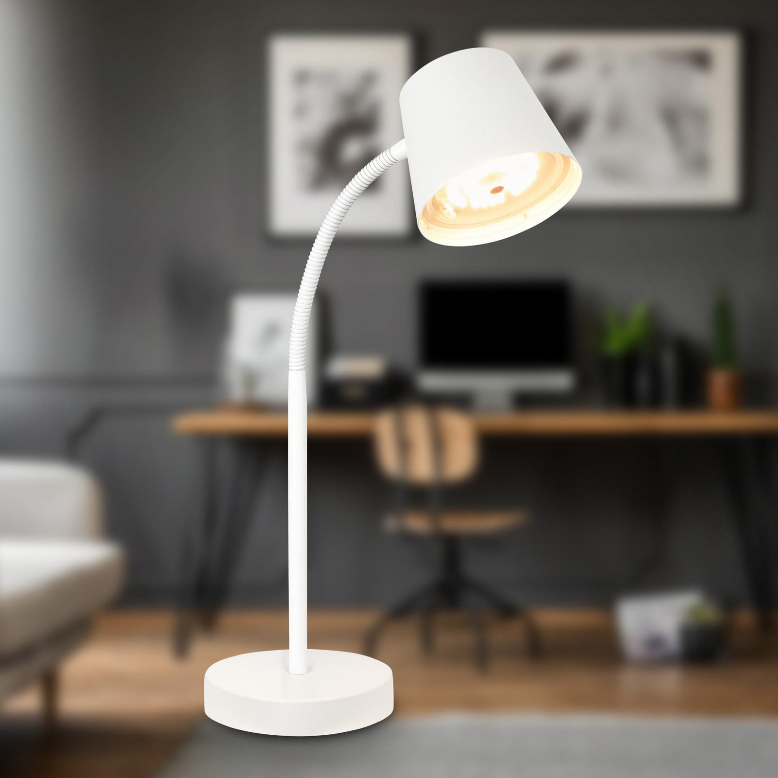 LED oppladbar bordlampe Biwo hvit berøringsdimmer nærbilde av touchdimmer