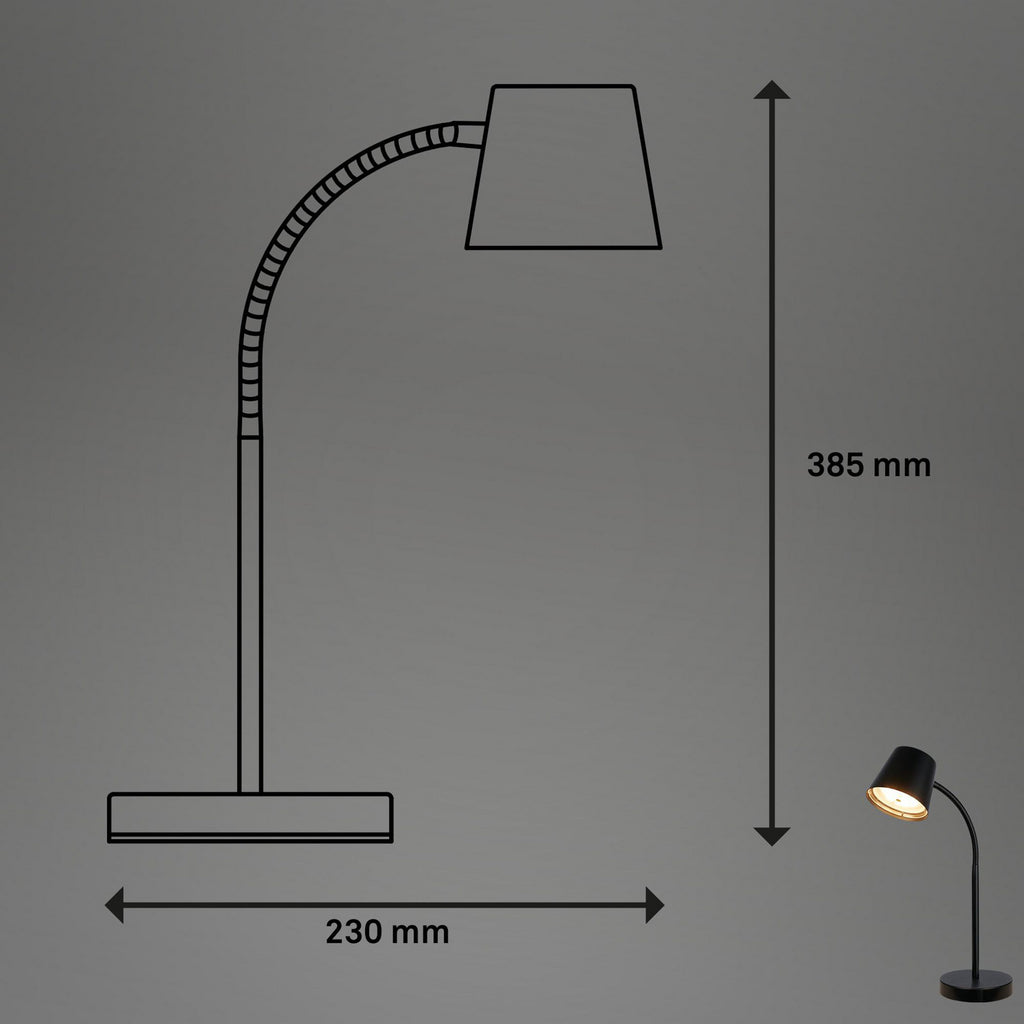 LED oppladbar bordlampe Biwo svart metall dimbar 38,5 cm montert på bord