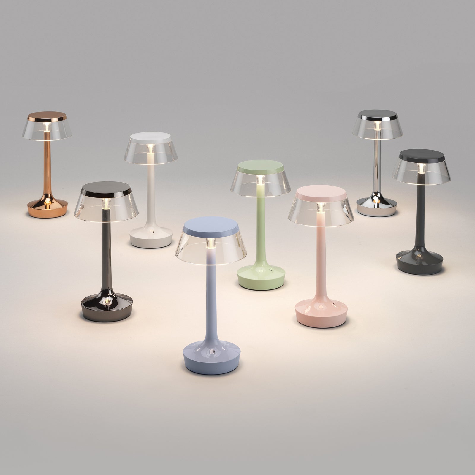 LED oppladbar bordlampe Bon Jour Unplugged hvit detalj av touch-dimmer