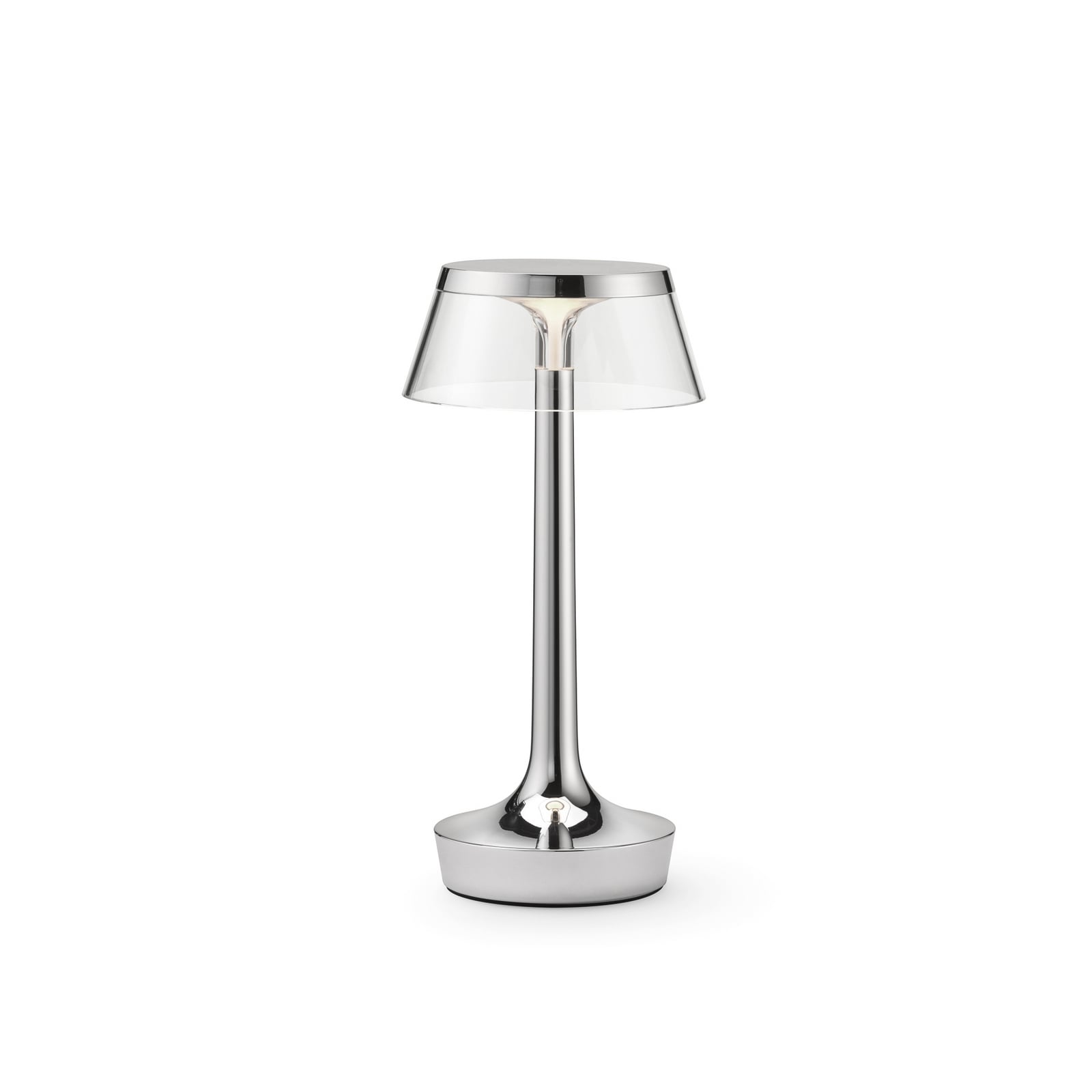 LED oppladbar bordlampe Bon Jour Unplugged krom forfra