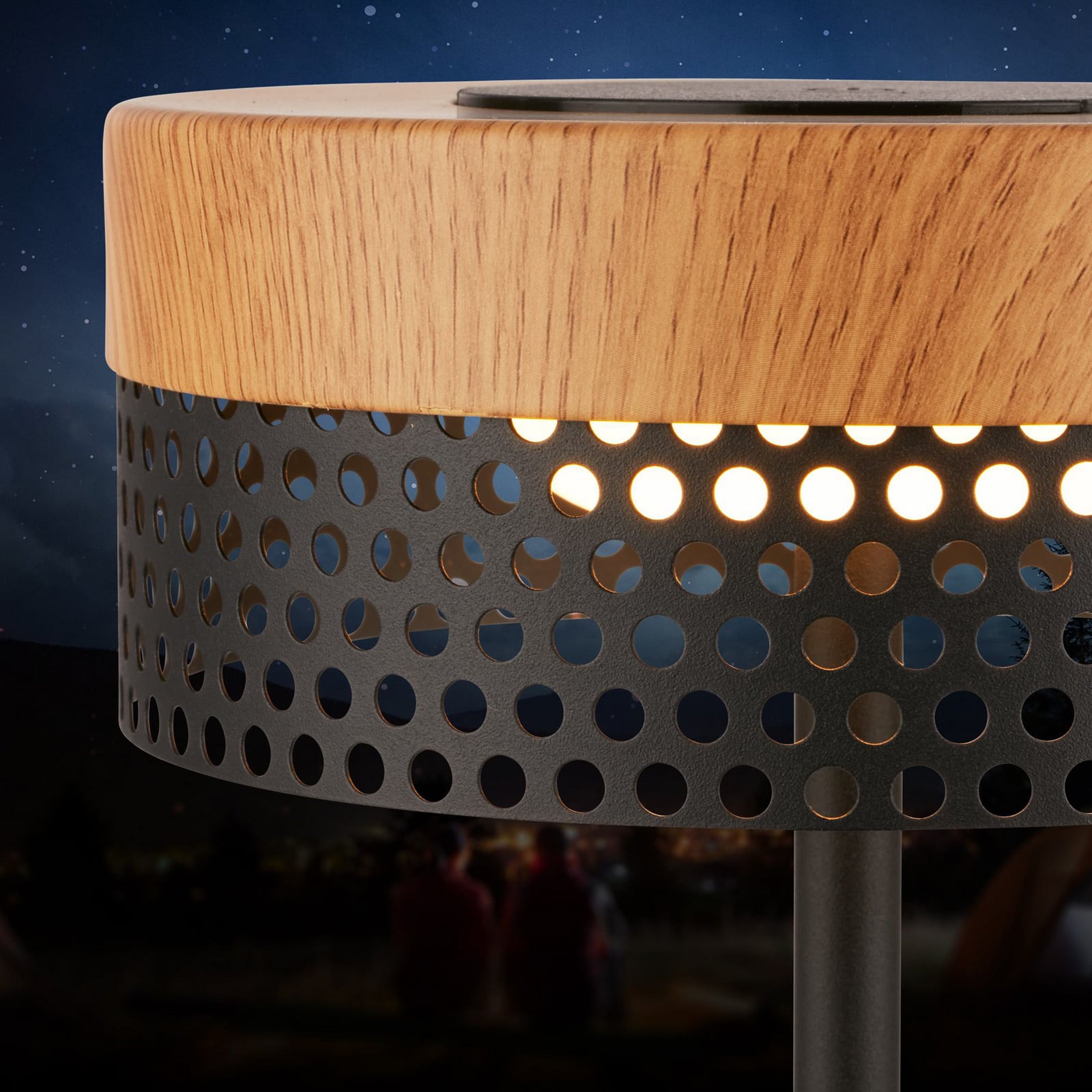 LED oppladbar bordlampe Booha dimbar trefarget/svart IP44 med USB-C ladekabel