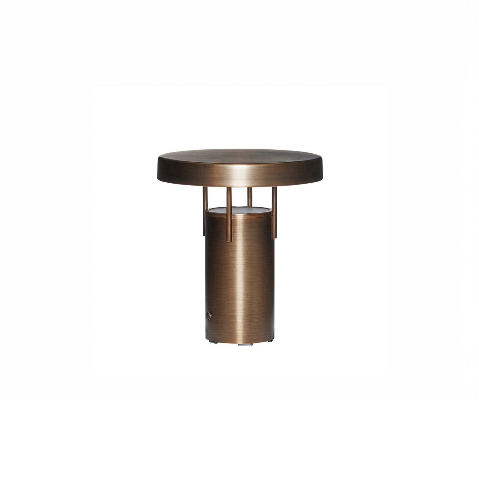 LED oppladbar bordlampe BringMe Mini messing IP44 20 cm fra Hübsch, forfra