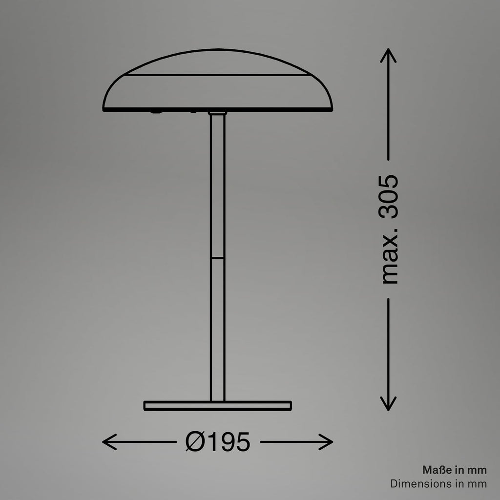 Detalj av LED oppladbar bordlampe Caxa 30 dimbar beige/antrasitt IP44
