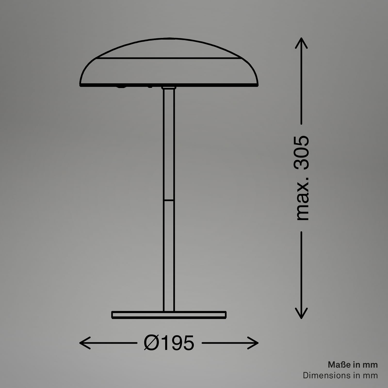 Detalj av LED oppladbar bordlampe Caxa 30 dimbar beige/antrasitt IP44