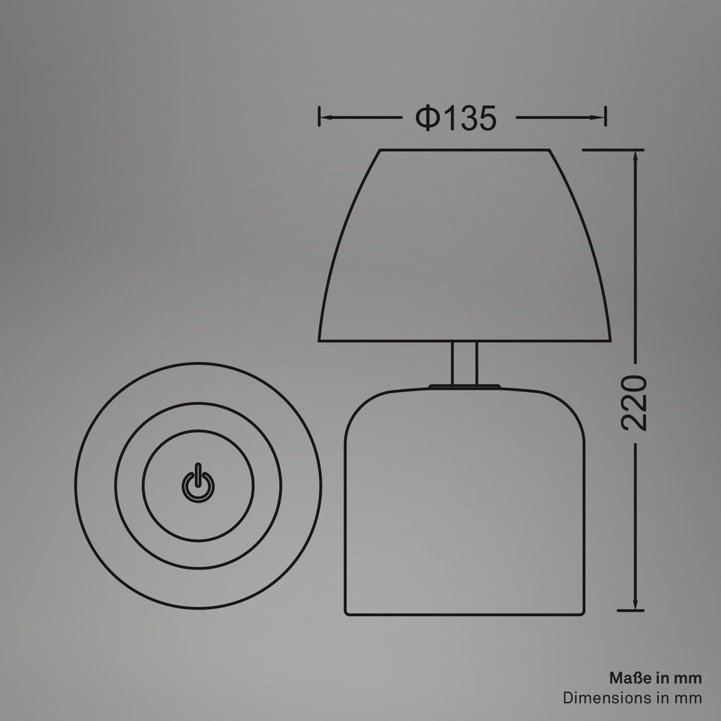 Detaljbilde av LED oppladbar bordlampe Cera keramikk antrasitt dimbar IP44