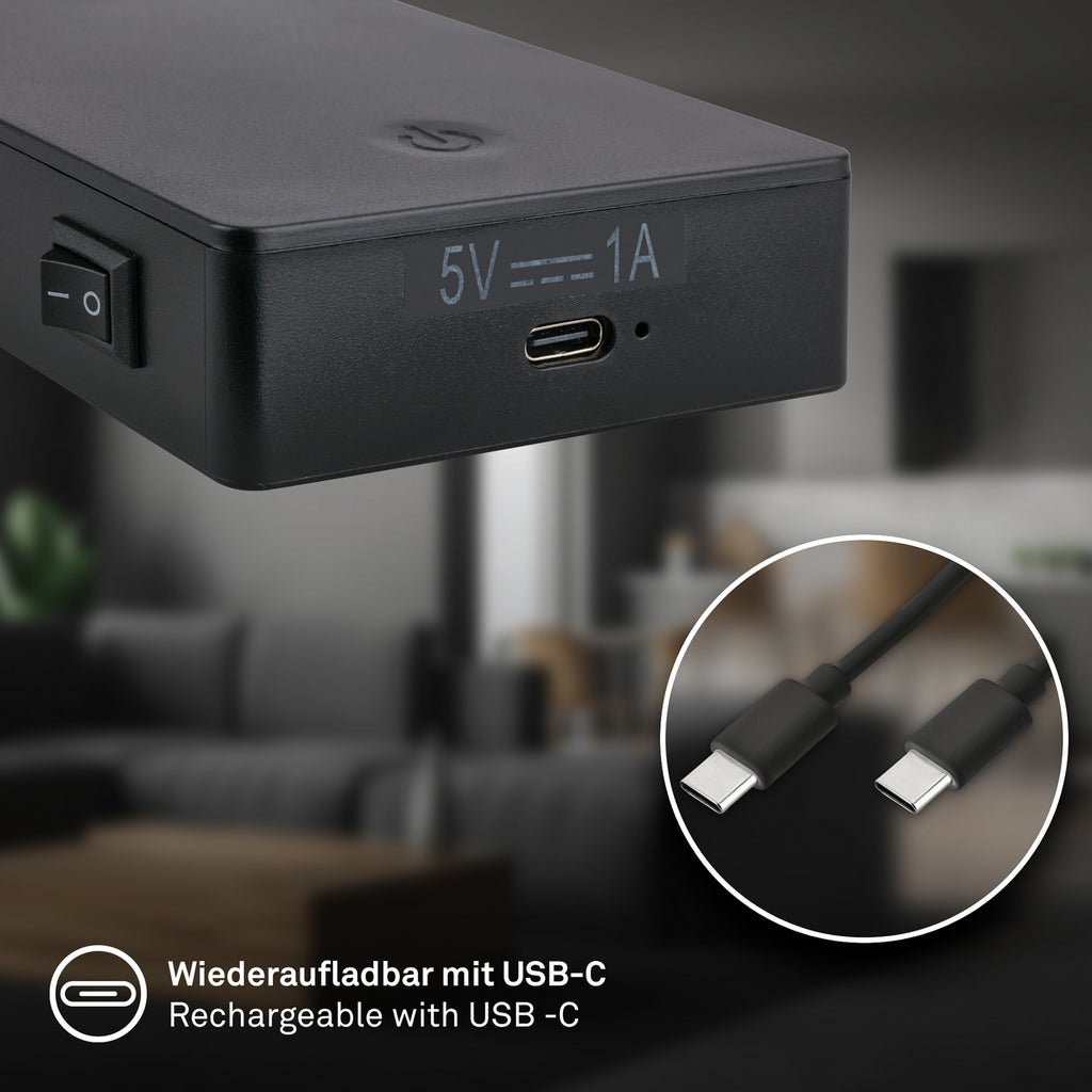 LED oppladbar bordlampe Cielo dimbar svart 56 cm i moderne interiør