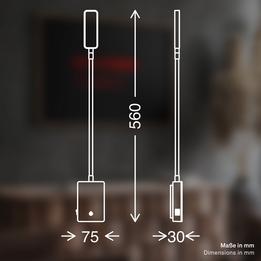 LED oppladbar bordlampe Cielo dimbar svart 56 cm detalj av touch-dimmer