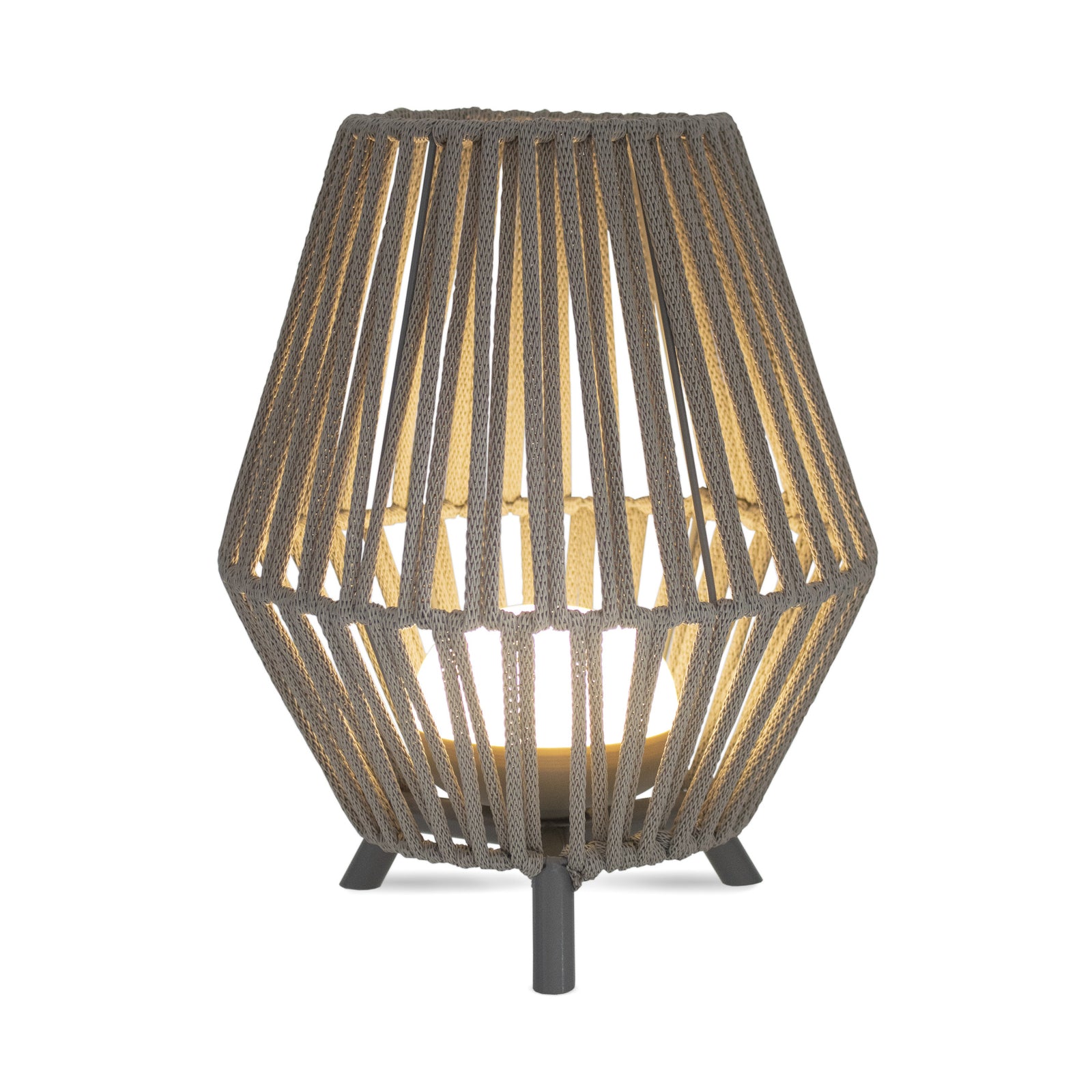 LED oppladbar bordlampe Conta taupe montert på bord