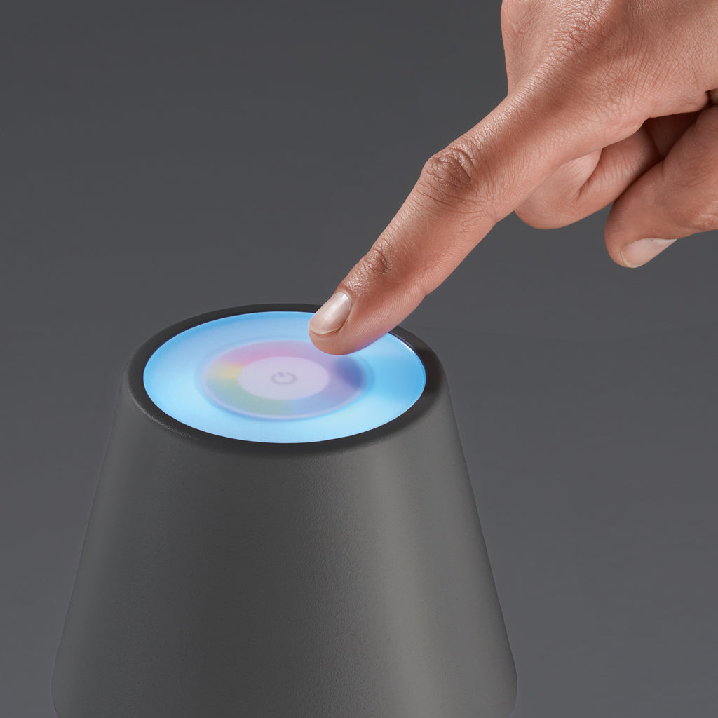Nærbilde av LED oppladbar bordlampe Cosenza 2.0 RGB dimbar IP44