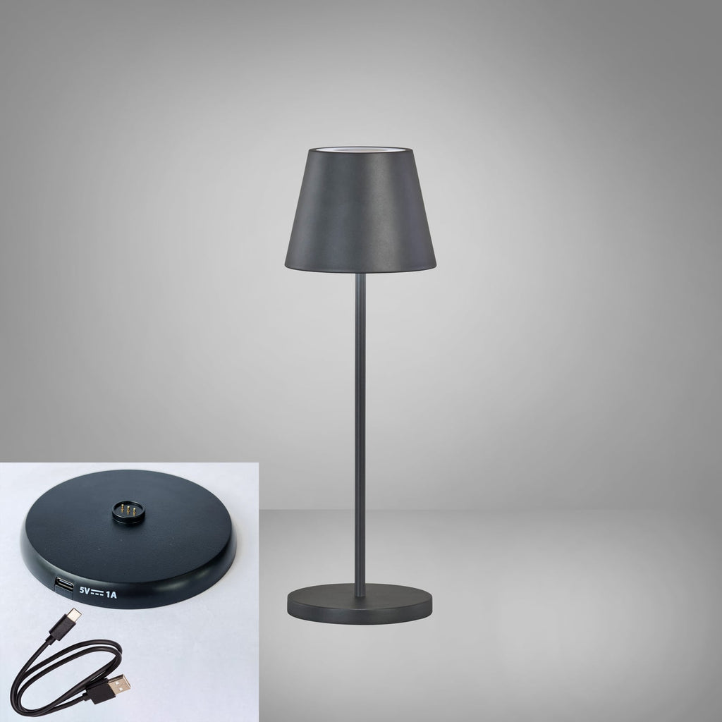 LED oppladbar bordlampe Cosenza 2.0 RGB dimbar IP44 med ladestasjon