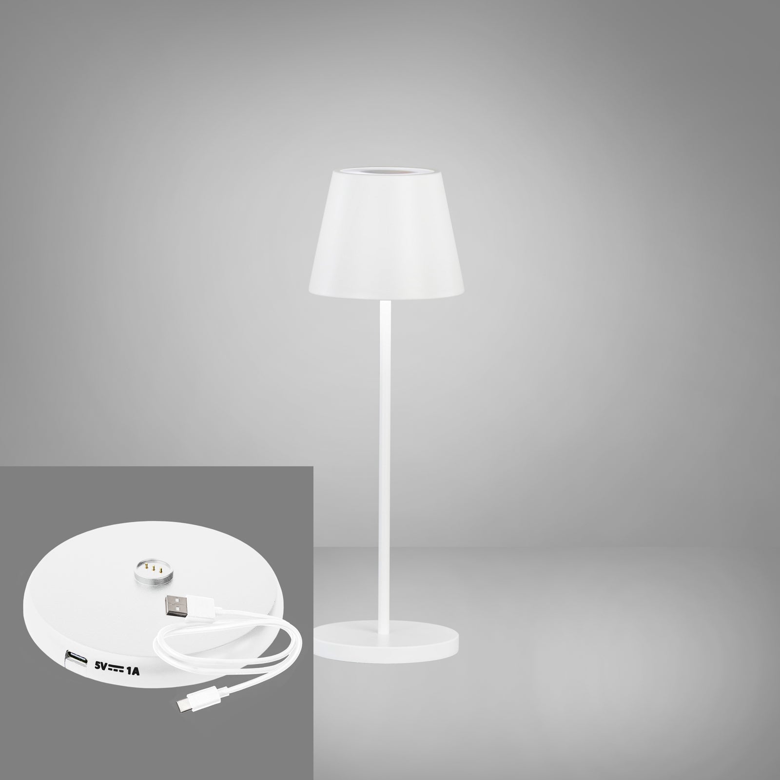 LED oppladbar bordlampe Cosenza 2.0 sand RGB dimbar IP44 detaljbilde