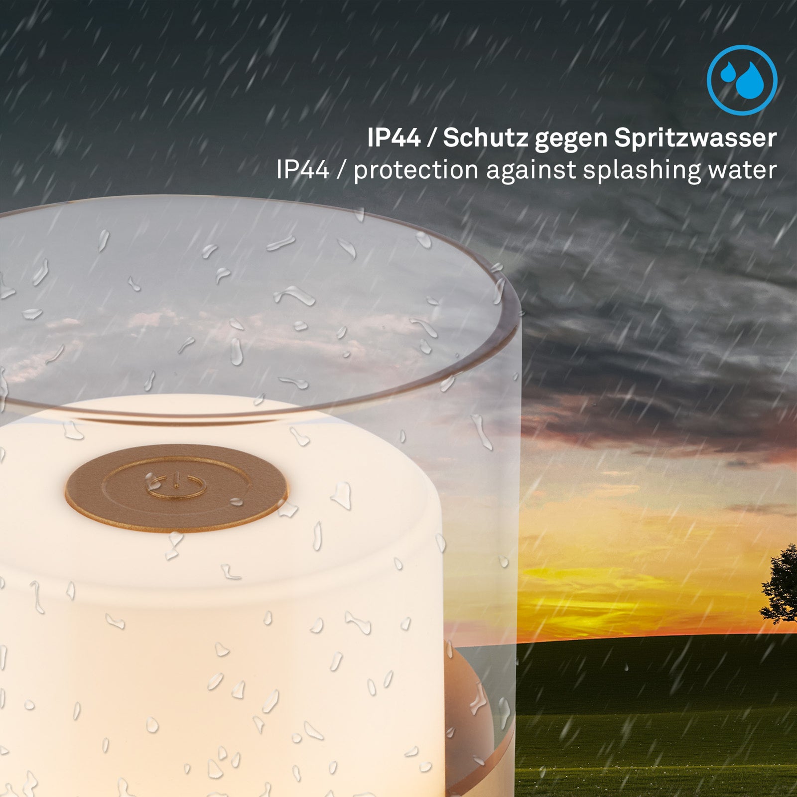 LED oppladbar bordlampe dimbar gull Ø9 cm IP44 - Briloner montert