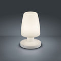 LED oppladbar bordlampe Dora hvit plast IP44 Ø13 cm forfra