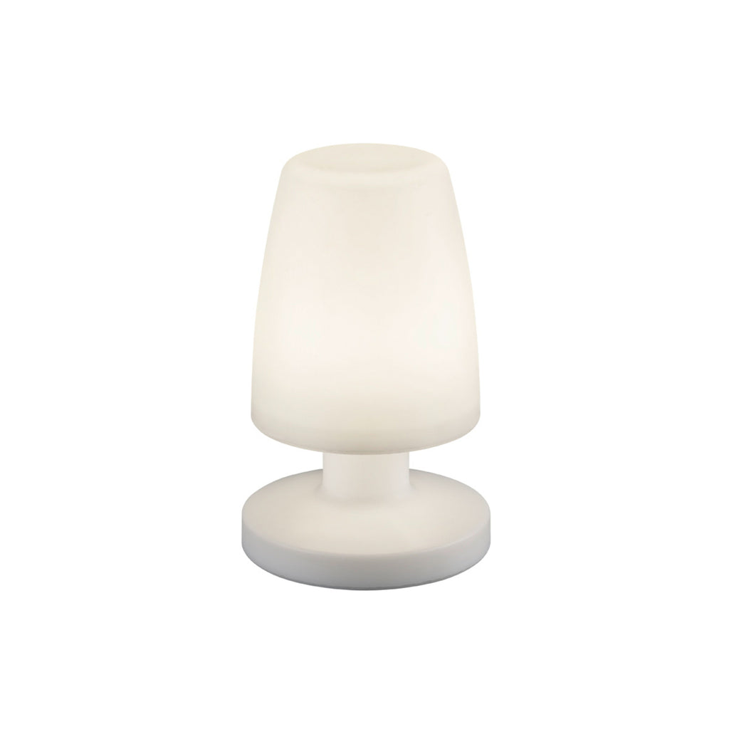 LED oppladbar bordlampe Dora hvit plast IP44 Ø13 cm nærbilde