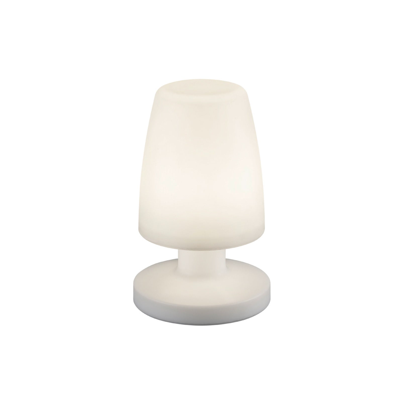 LED oppladbar bordlampe Dora hvit plast IP44 Ø13 cm nærbilde