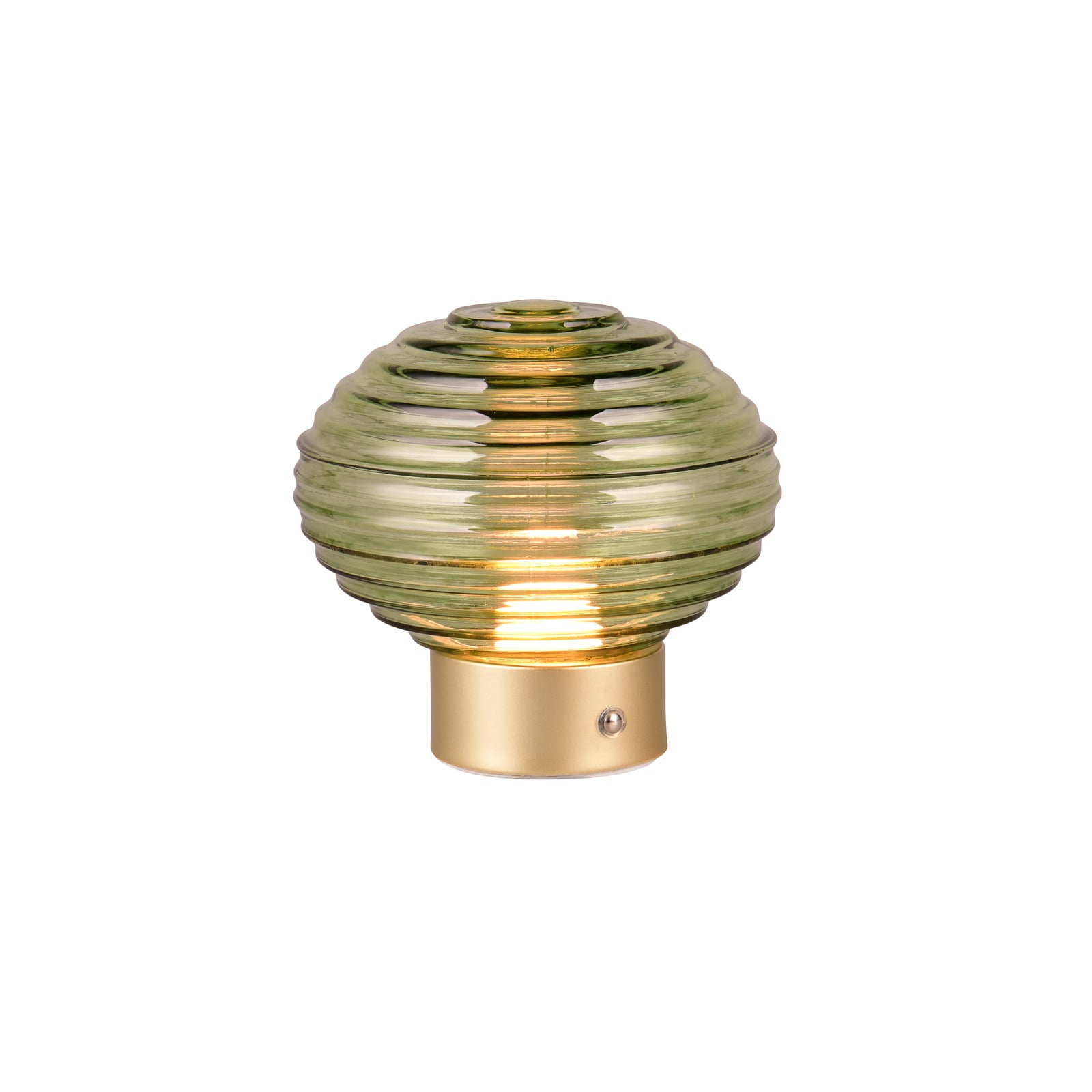 LED oppladbar bordlampe Earl glass dimbar messing/grønn bakside
