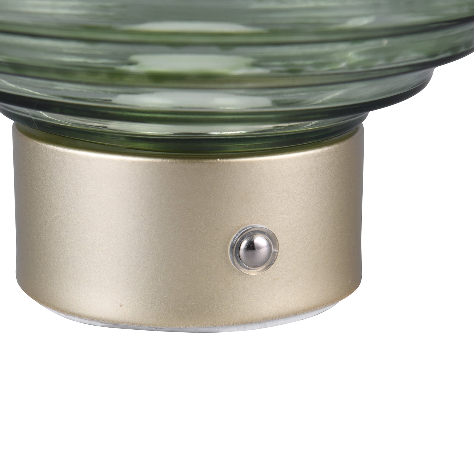 Detaljbilde av LED oppladbar bordlampe Earl glass dimbar messing/grønn