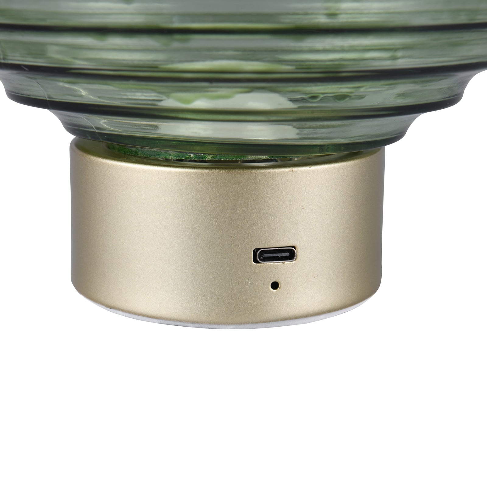 Montert LED oppladbar bordlampe Earl glass dimbar messing/grønn på bord