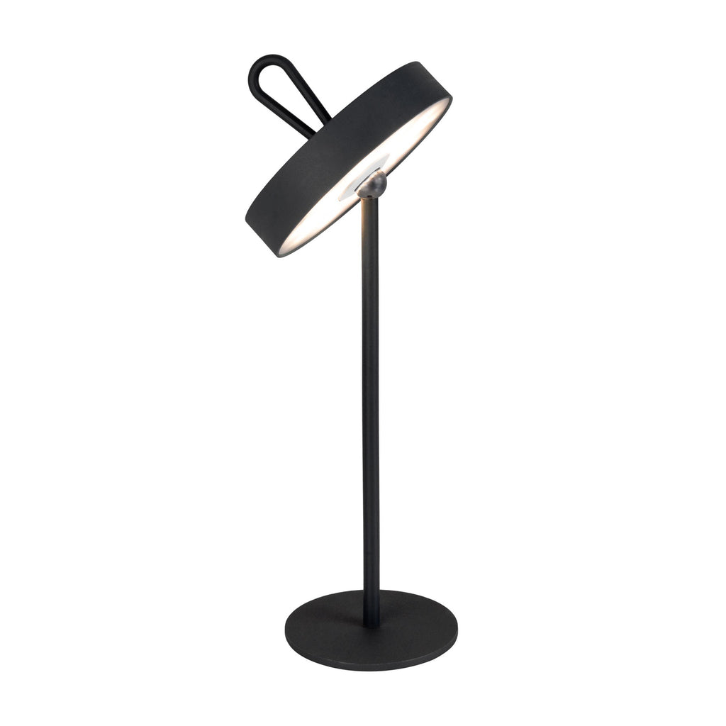 LED oppladbar bordlampe Ella magnetisk svart IP54 detalj av lampehode