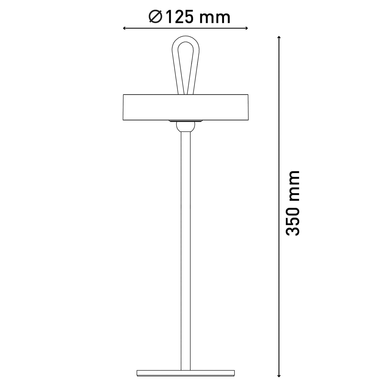 LED oppladbar bordlampe Ella magnetisk svart IP54 montert på bord