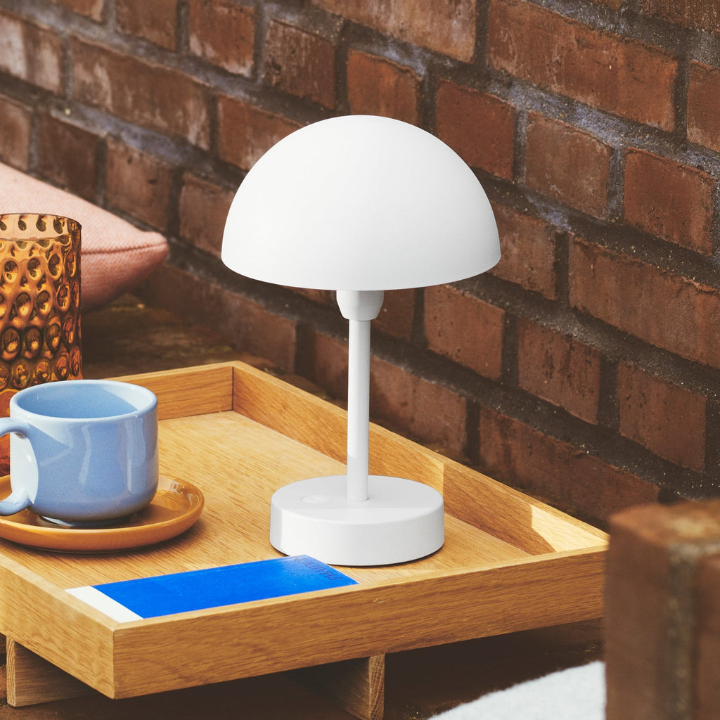 LED oppladbar bordlampe Ellen To-Go aluminium hvit forfra