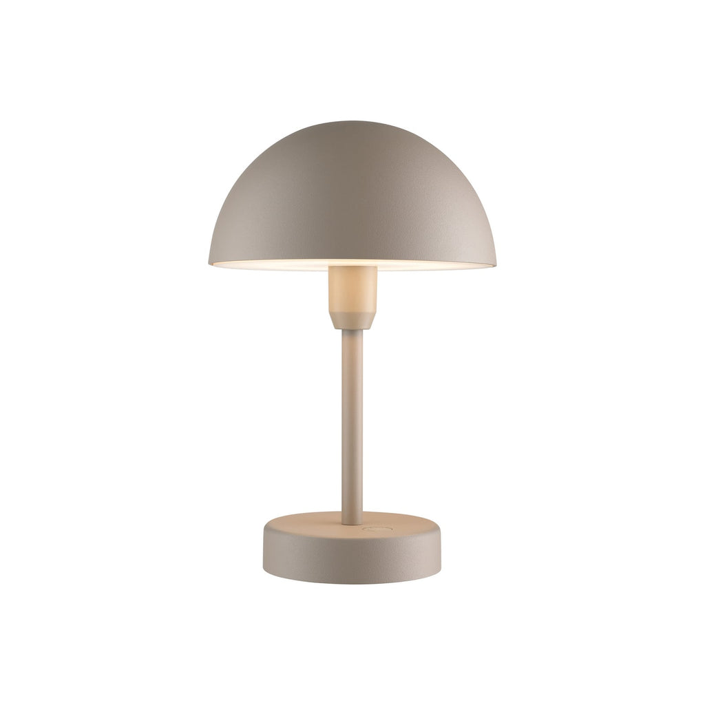 LED oppladbar bordlampe Ellen To-Go beige aluminium nærbilde av lampefot