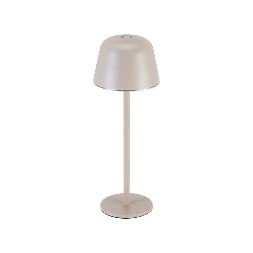 LED oppladbar bordlampe ENDURA STYLE beige CCT IP54 montert på bord